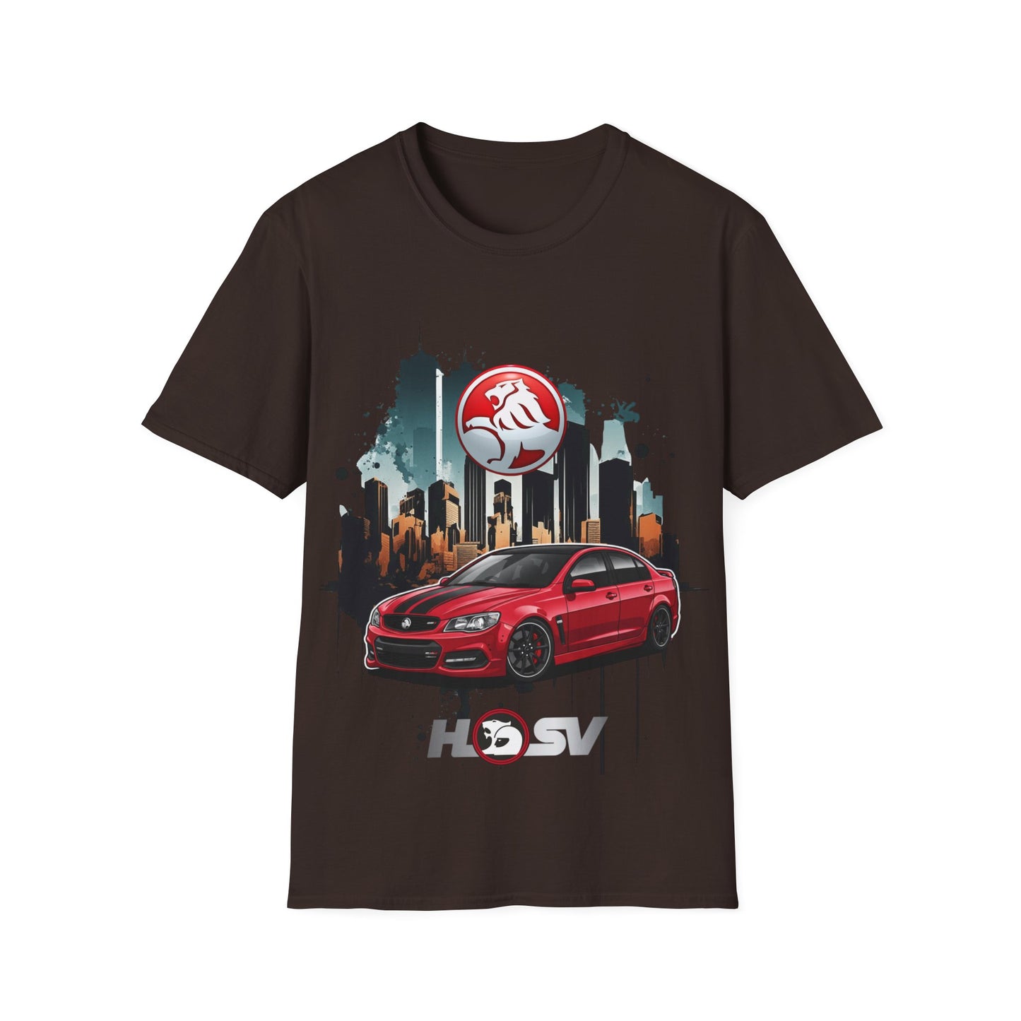 red hsv commodore garage style unisex soft tee
