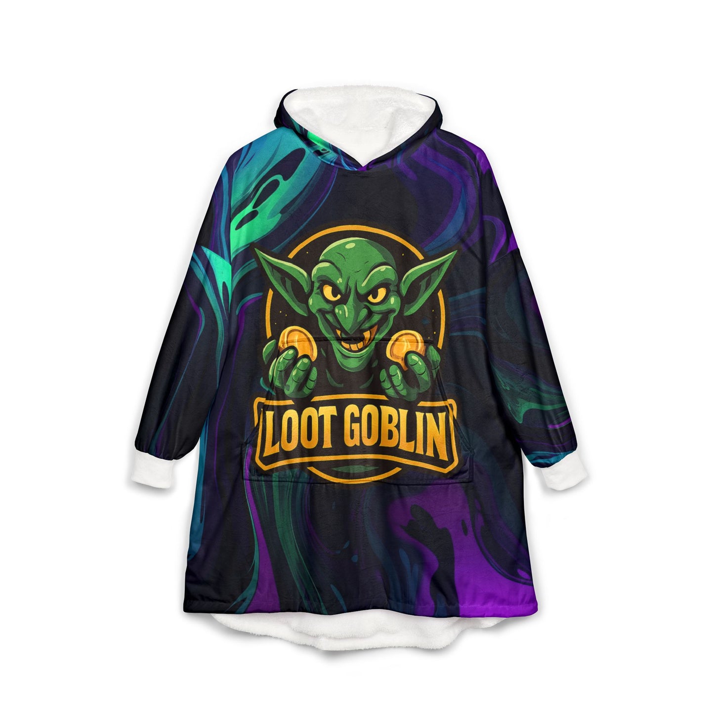 Loot goblin liquid neon gaming Unisex Hooded Blanket