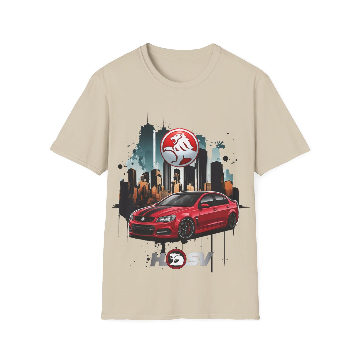red hsv commodore garage style unisex soft tee