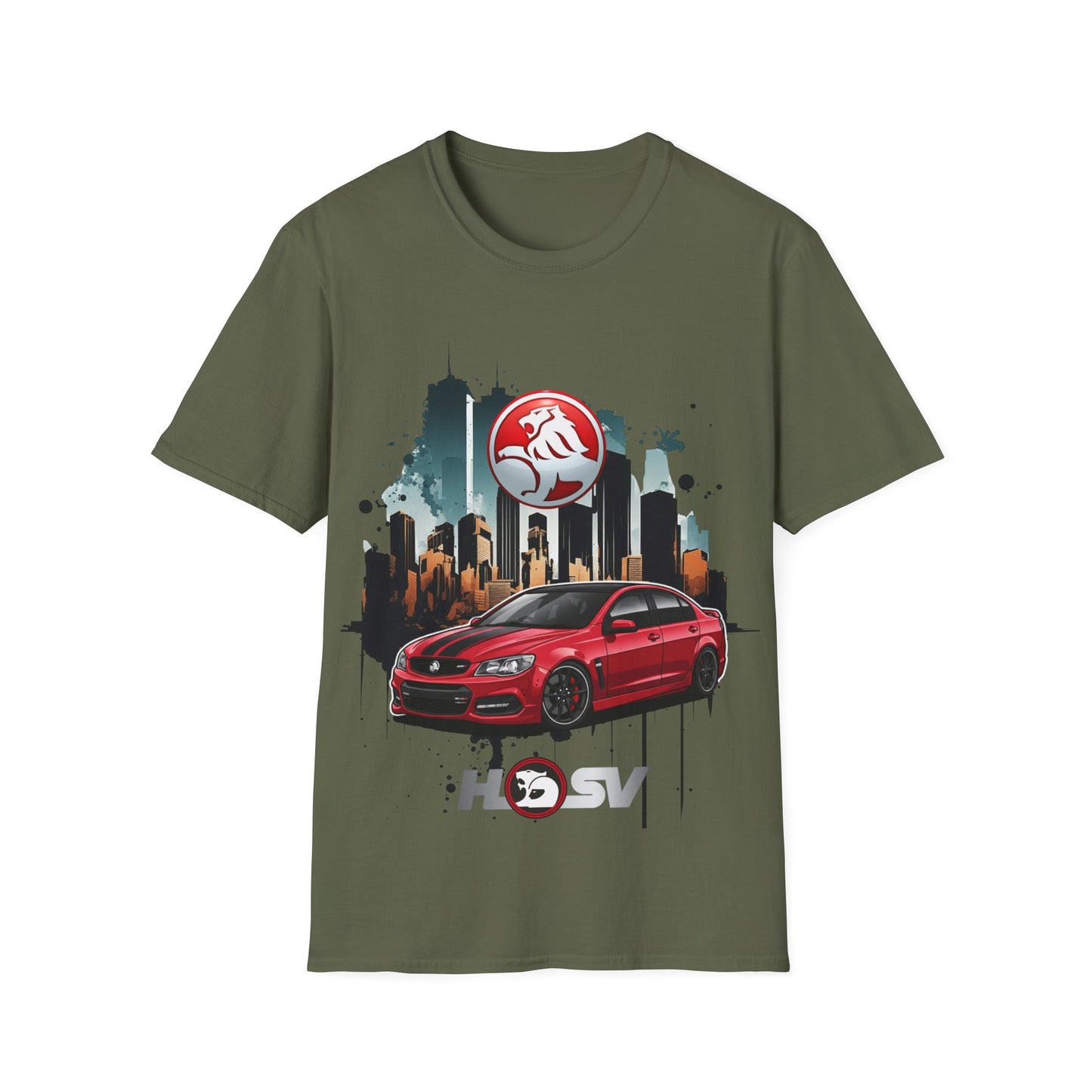 red hsv commodore garage style unisex soft tee