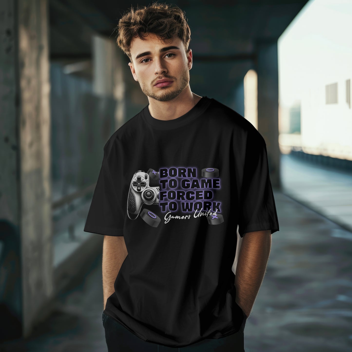 Gamers Unite Tee - Born To Game Forced To Work, Gaming Shirt, Unisex T-Shirt,