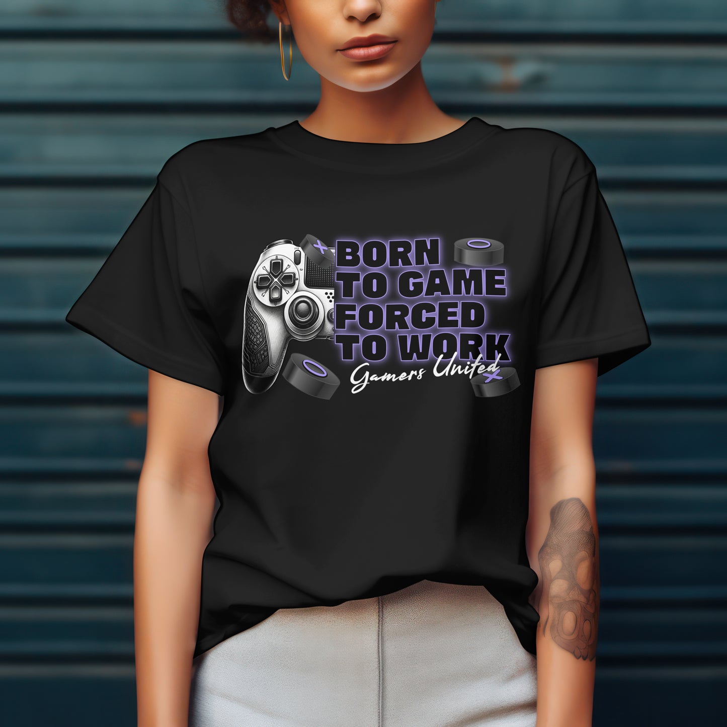 Gamers Unite Tee - Born To Game Forced To Work, Gaming Shirt, Unisex T-Shirt,