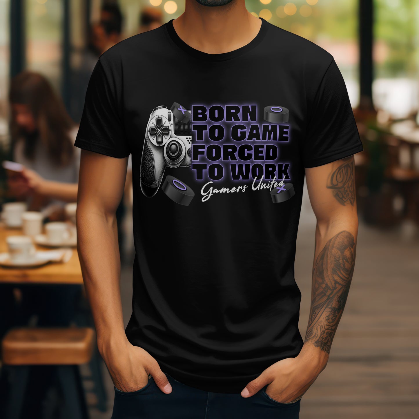 Gamers Unite Tee - Born To Game Forced To Work, Gaming Shirt, Unisex T-Shirt,
