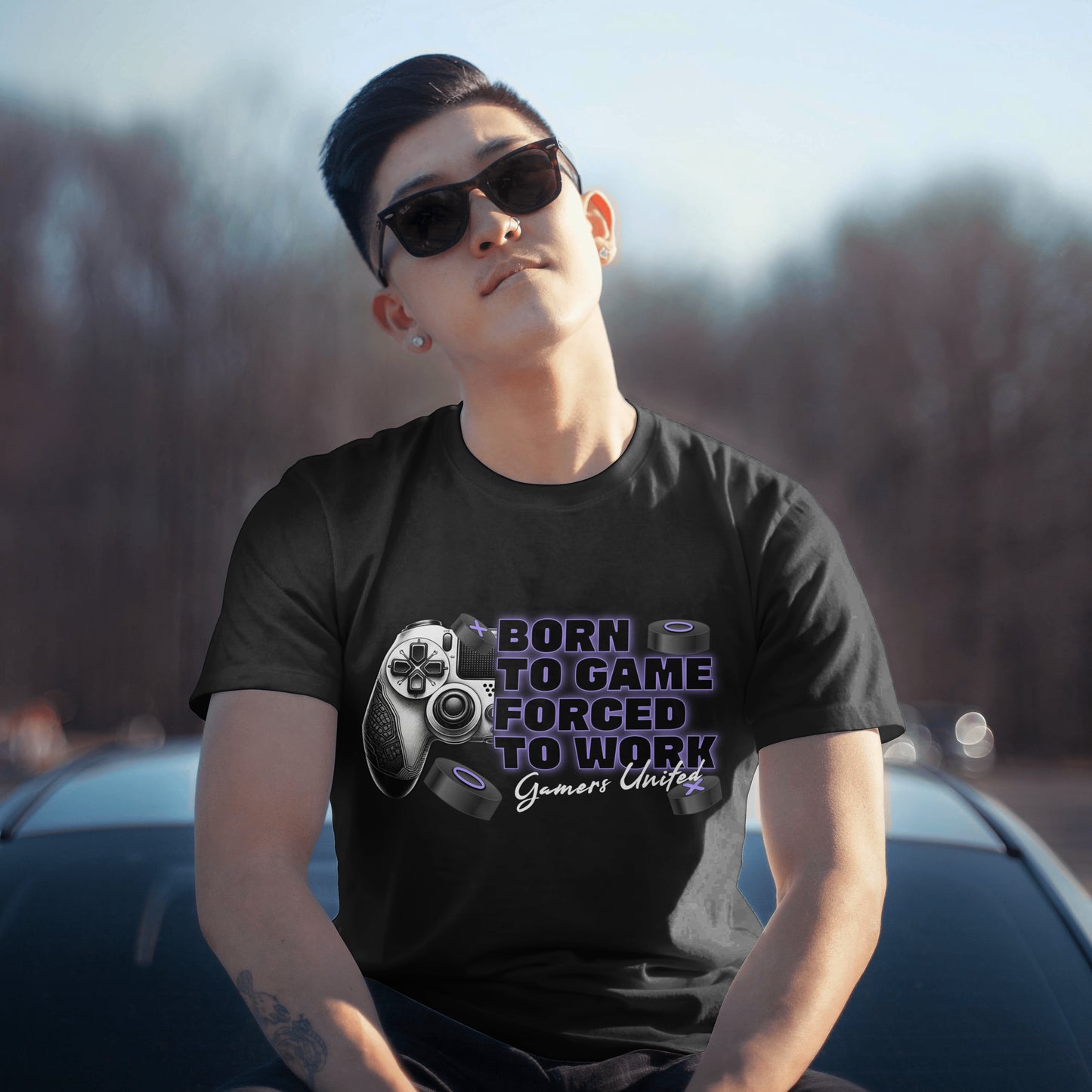 Gamers Unite Tee - Born To Game Forced To Work, Gaming Shirt, Unisex T-Shirt,