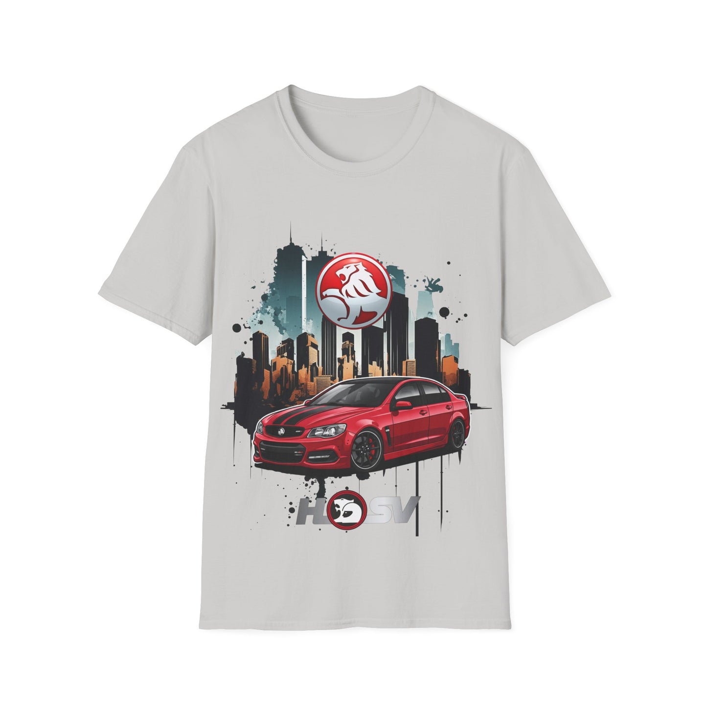 red hsv commodore garage style unisex soft tee
