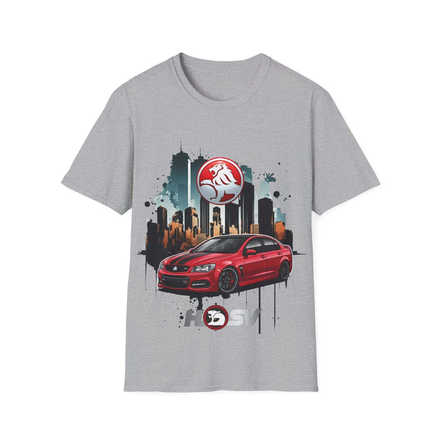 red hsv commodore garage style unisex soft tee