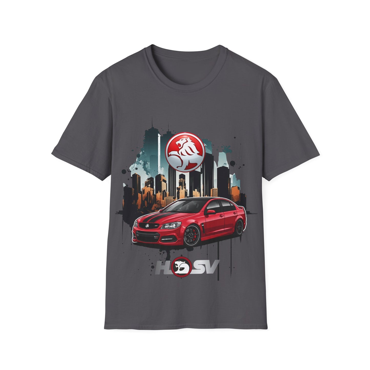 red hsv commodore garage style unisex soft tee
