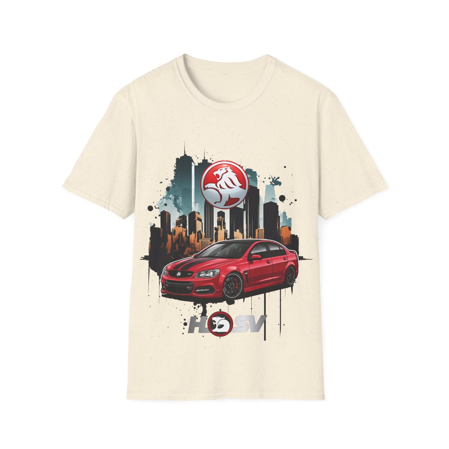 red hsv commodore garage style unisex soft tee