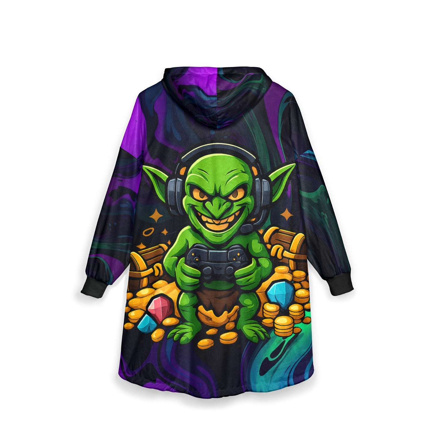 Loot goblin liquid neon gaming Unisex Hooded Blanket