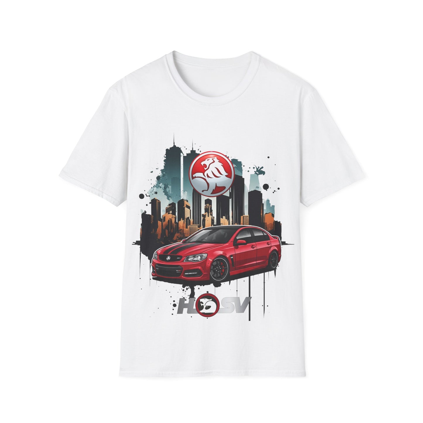 red hsv commodore garage style unisex soft tee