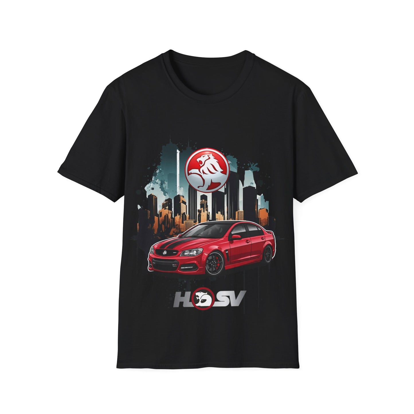 red hsv commodore garage style unisex soft tee