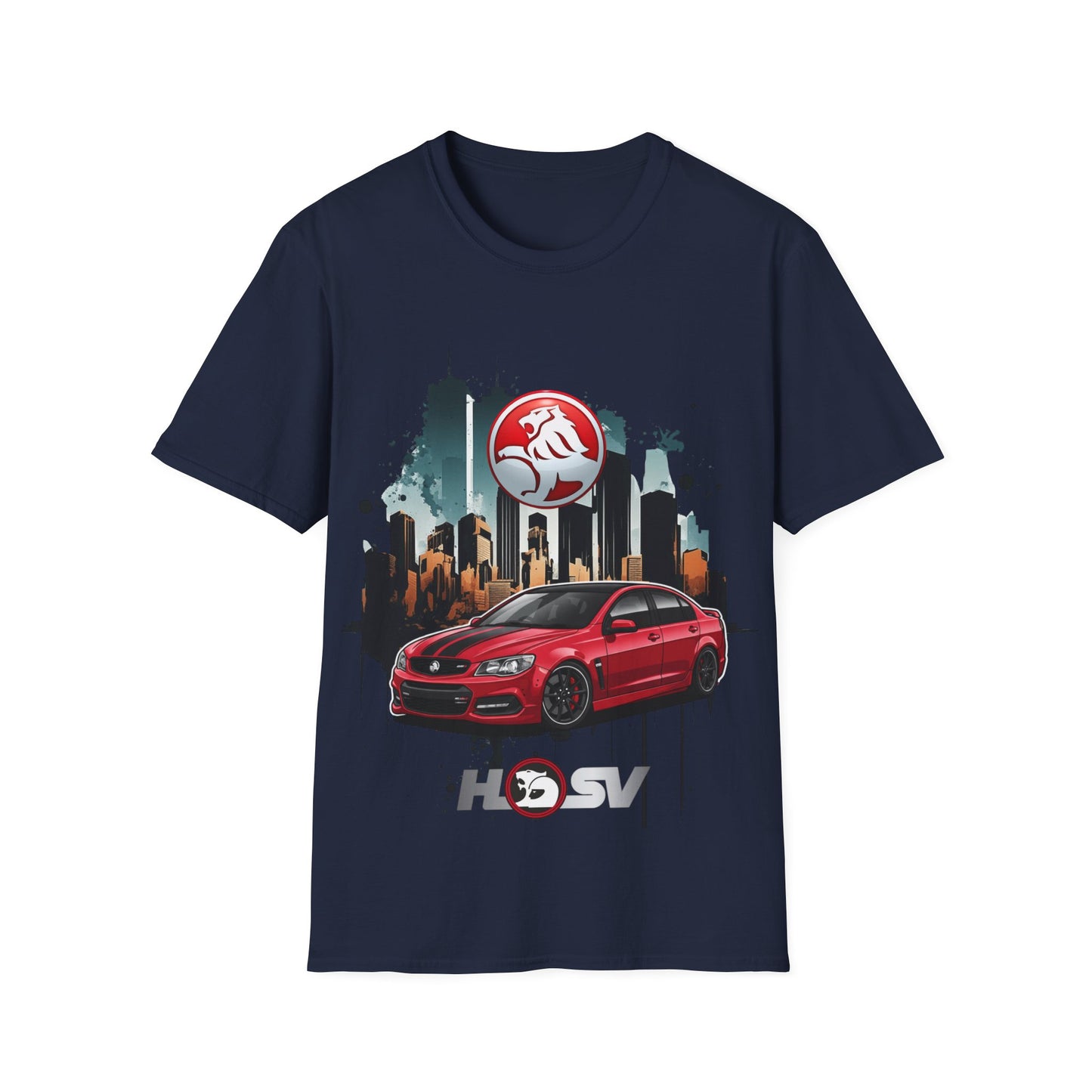 red hsv commodore garage style unisex soft tee