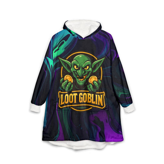 Loot goblin liquid neon gaming Unisex Hooded Blanket