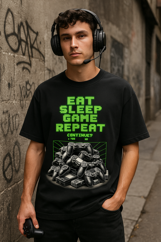 eat sleep game repeat Unisex Softstyle T-Shirt